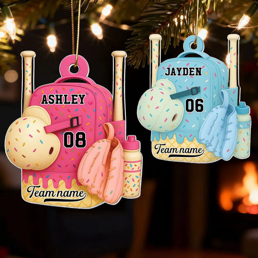 Personalized Baseball Backpack Ornament for Kids - Holiday Gift Ornament MagicInPrints