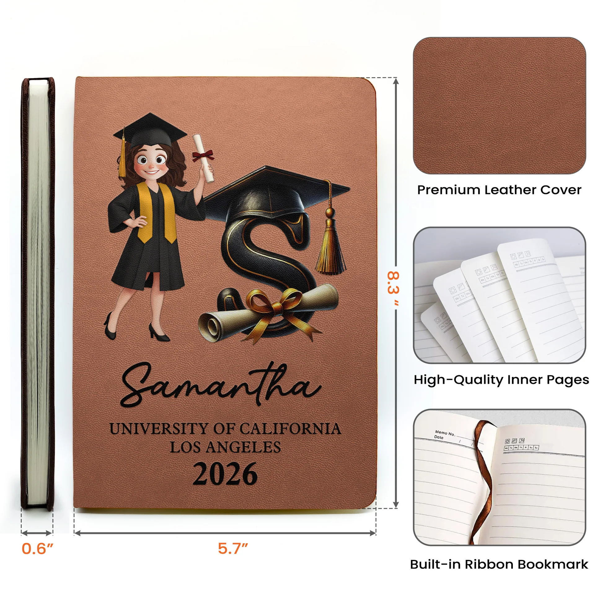 Personalized Graduation Journal for Students - Custom Name and Year Keepsake Stationery MagicInPrints