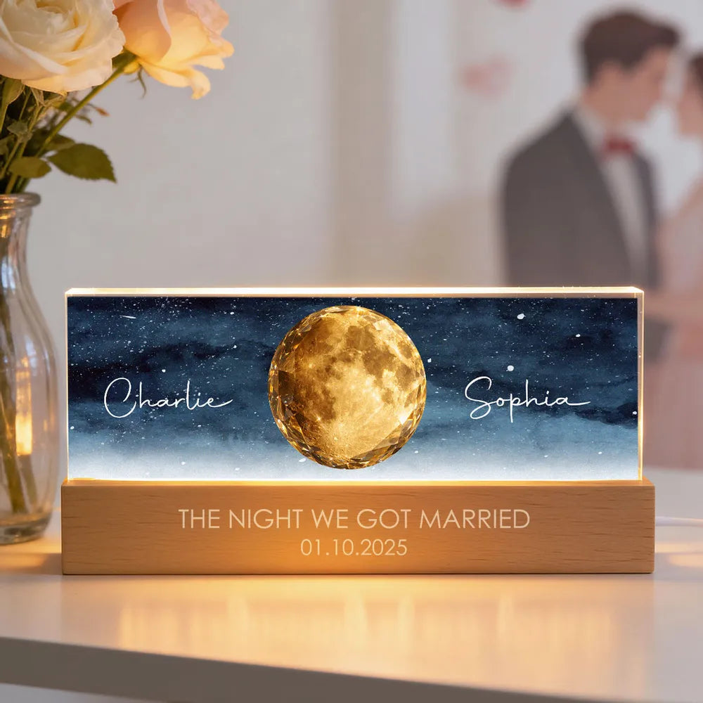 Personalized LED Night Light for Couples with Custom Names and Date - Romantic Gift for Anniversaries Plaque MagicInPrints