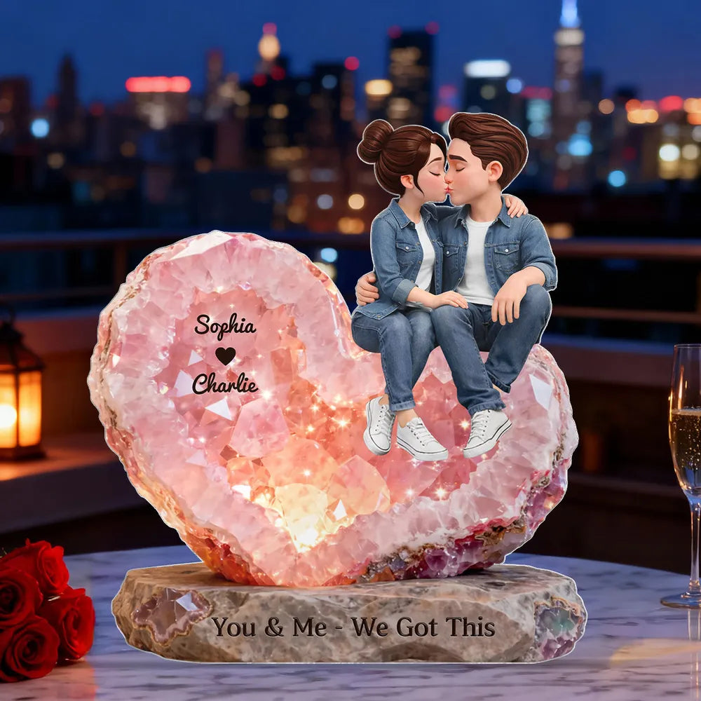 Personalized Heart Crystal Couple Figurine for Romantic Gift - Anniversary Keepsake Plaque MagicInPrints