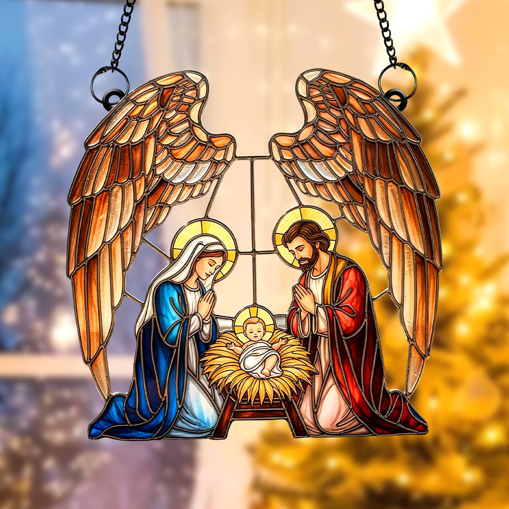 “Blessings of the Holy Family” - Personalized Suncatcher Ornament - Unique Christmas Gift for Christians, Family & Friends Ornament MagicInPrints