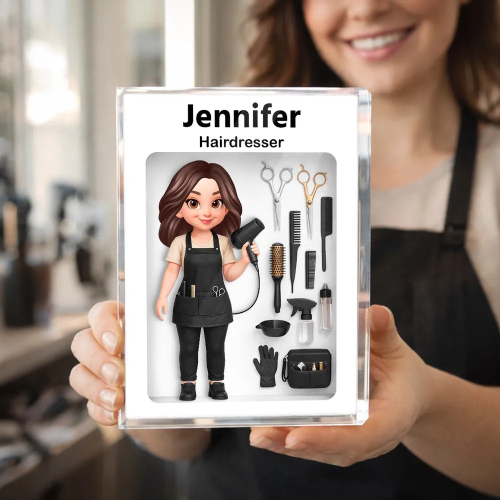 Custom Hairdresser Figurine with Tools for Salon Professionals - Personalized Gift Plaque MagicInPrints