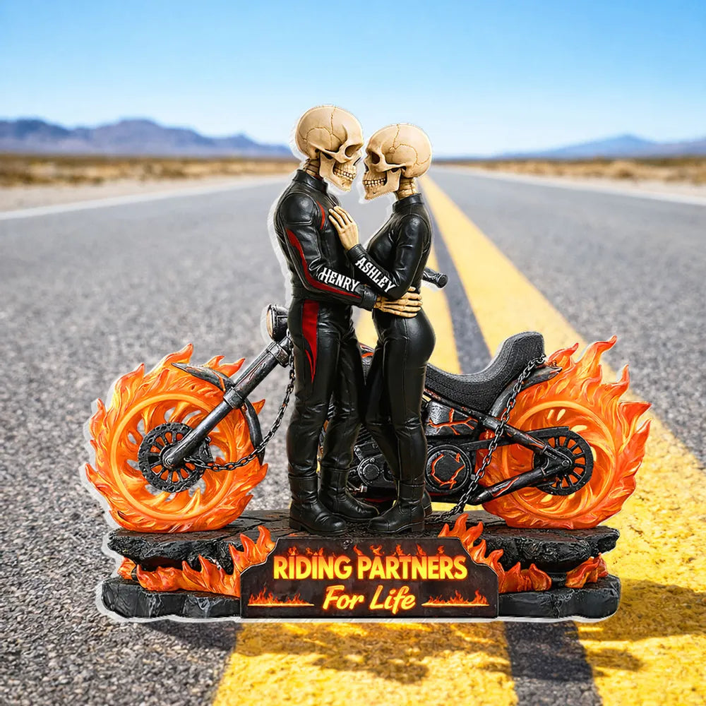 Personalized Skeleton Couple Figurine for Bikers - Romantic Gift Plaque MagicInPrints