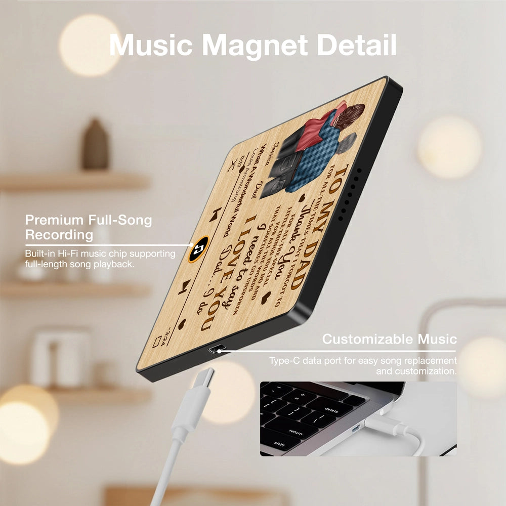 Personalized Music Plaque for Dad - Sentimental Gift with Custom Message Fridge Magnet MagicInPrints