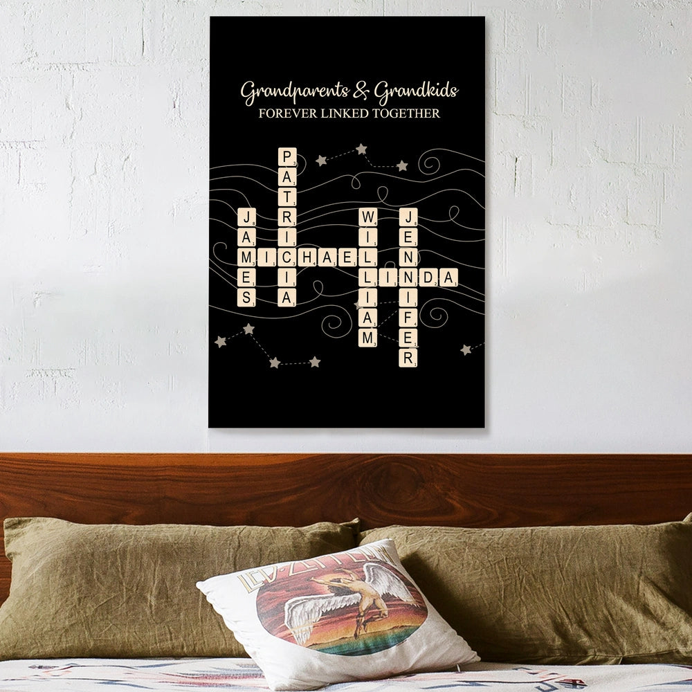 Personalized Family Crossword Canvas - Grandparents & Grandkids Gift Poster or Canvas MagicInPrints