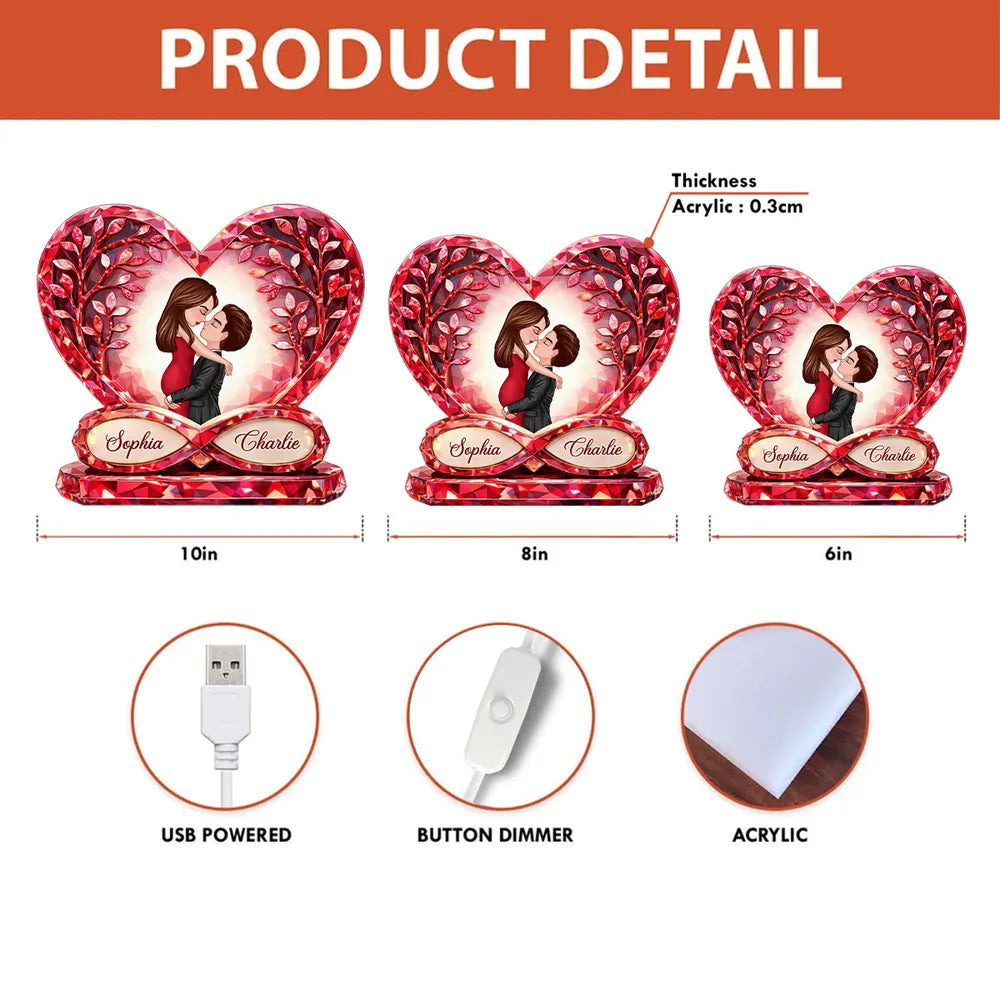 Personalized Heart-Shaped LED Lamp for Couples with Romantic Design - Anniversary Gift Plaque MagicInPrints