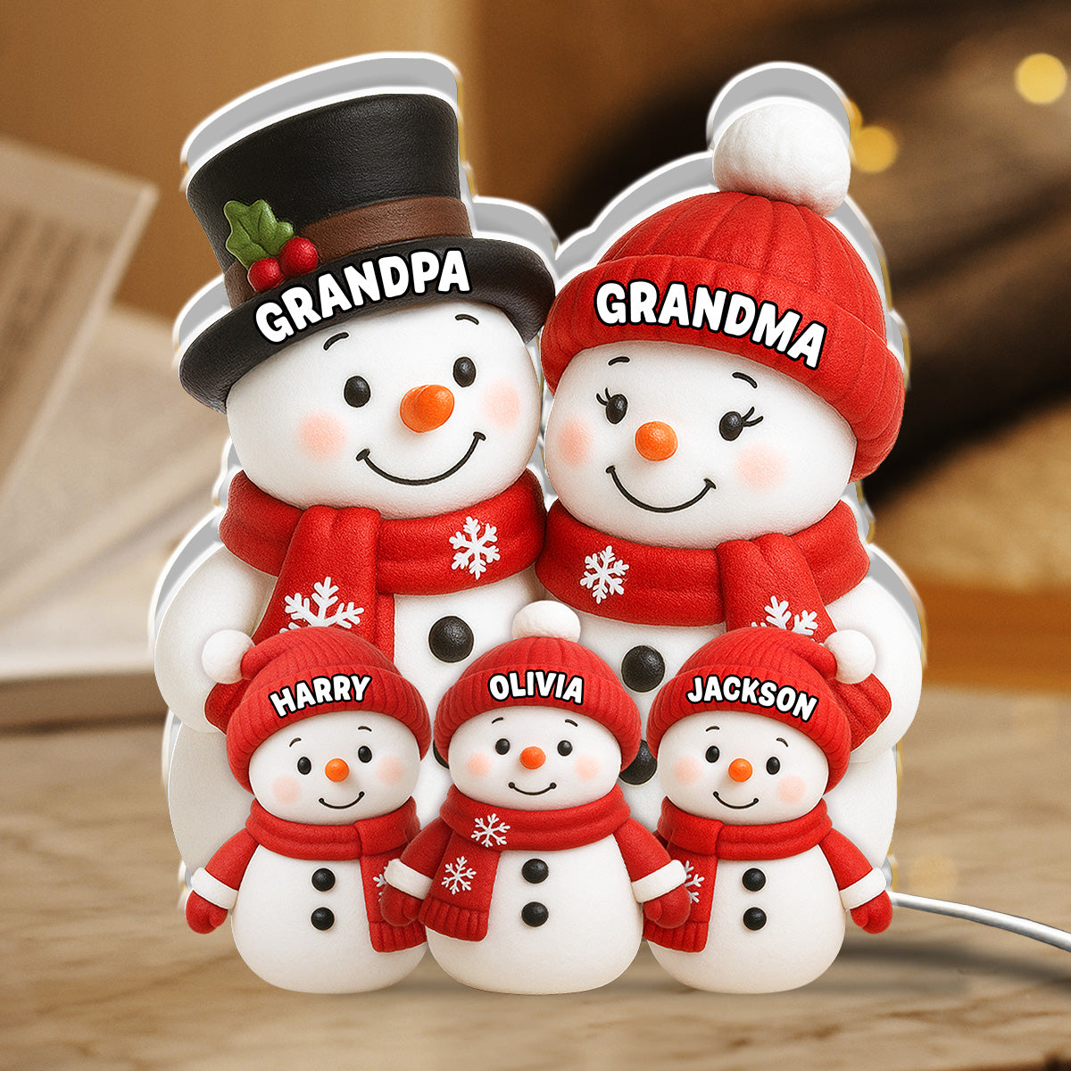 Personalized Family Snowman Figurines for Grandparents - Christmas Decoration Plaque MagicInPrints