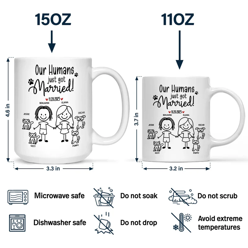 Personalized Wedding Announcement Mug for Couples with Pets - Engagement Gift Cup MagicInPrints