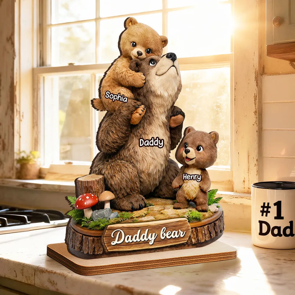 Personalized Bear Family Figurine for Dad - Custom Names Gift Plaque MagicInPrints