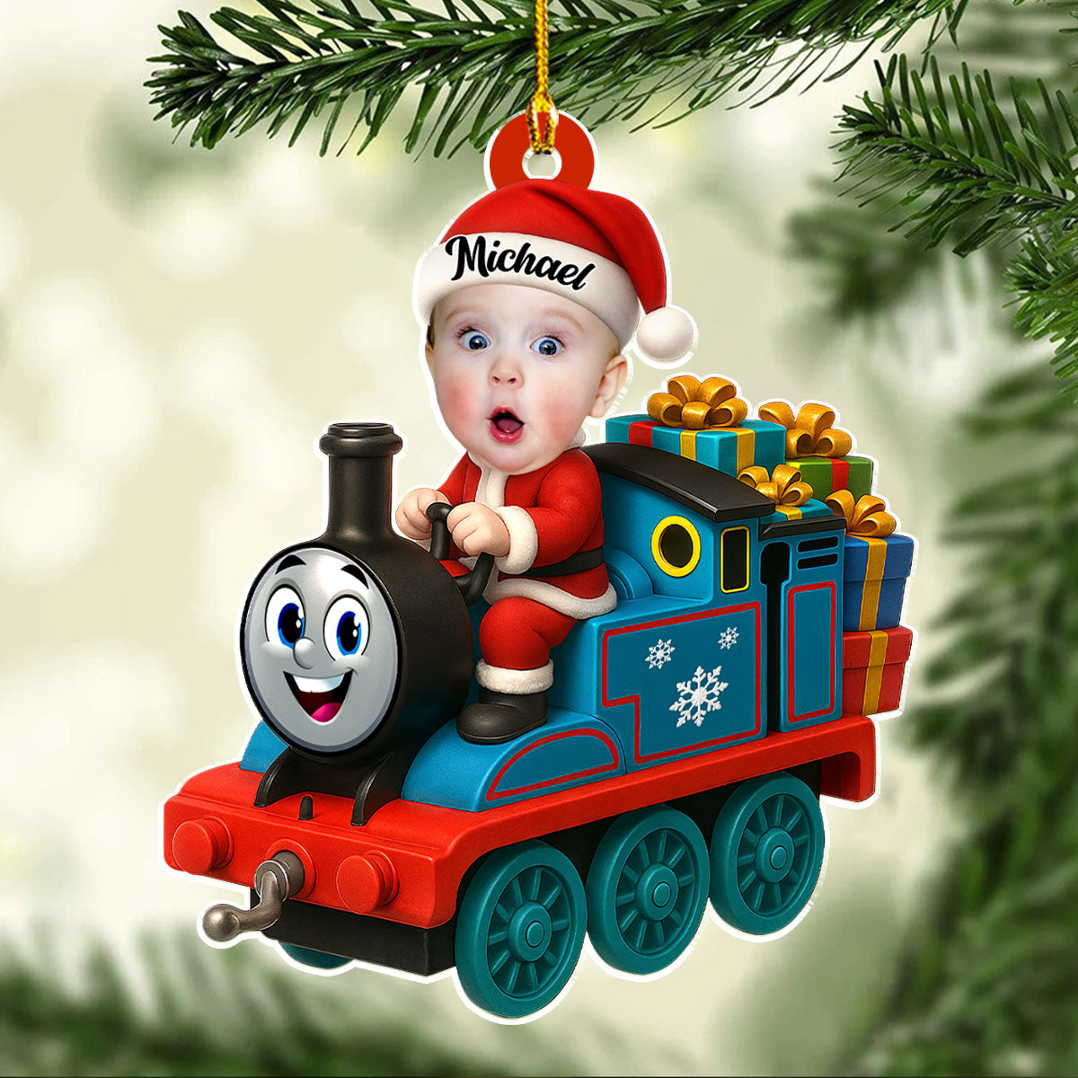 Personalized Baby Photo Train Ornament for Kids - Christmas Gift Ornament MagicInPrints