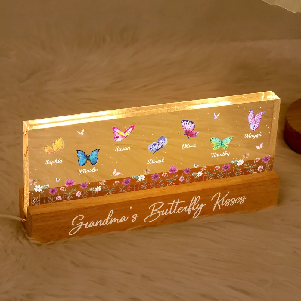 Personalized LED Night Light for Grandma with Butterfly Design - Sentimental Gift Plaque MagicInPrints