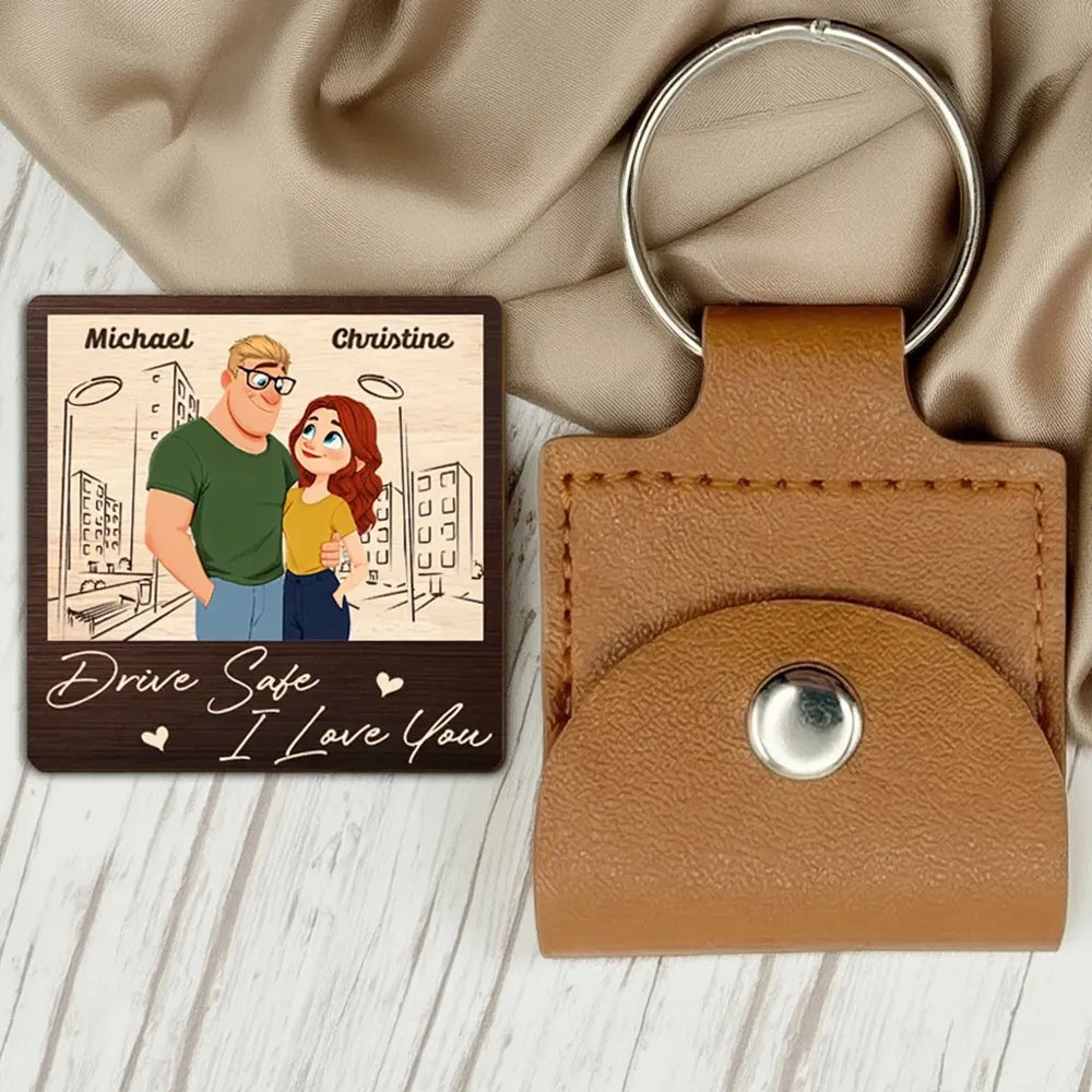 Personalized Couple Keychain with Custom Names - Drive Safe Gift for Loved Ones Keychain MagicInPrints