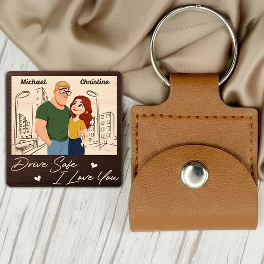 Personalized Couple Keychain with Custom Names - Drive Safe Gift for Loved Ones Keychain MagicInPrints