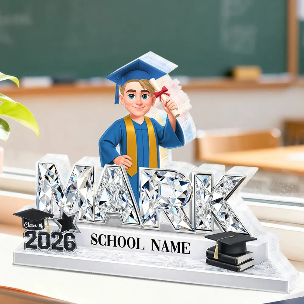 Personalized Graduation Crystal Name Plaque for Graduates - Class of 2026 Gift Plaque MagicInPrints
