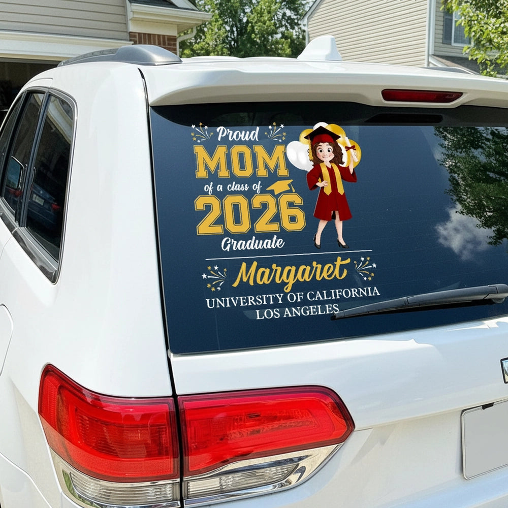 Custom Graduation Car Decal for Proud Mom - Class of 2026 Celebration Sticker MagicInPrints