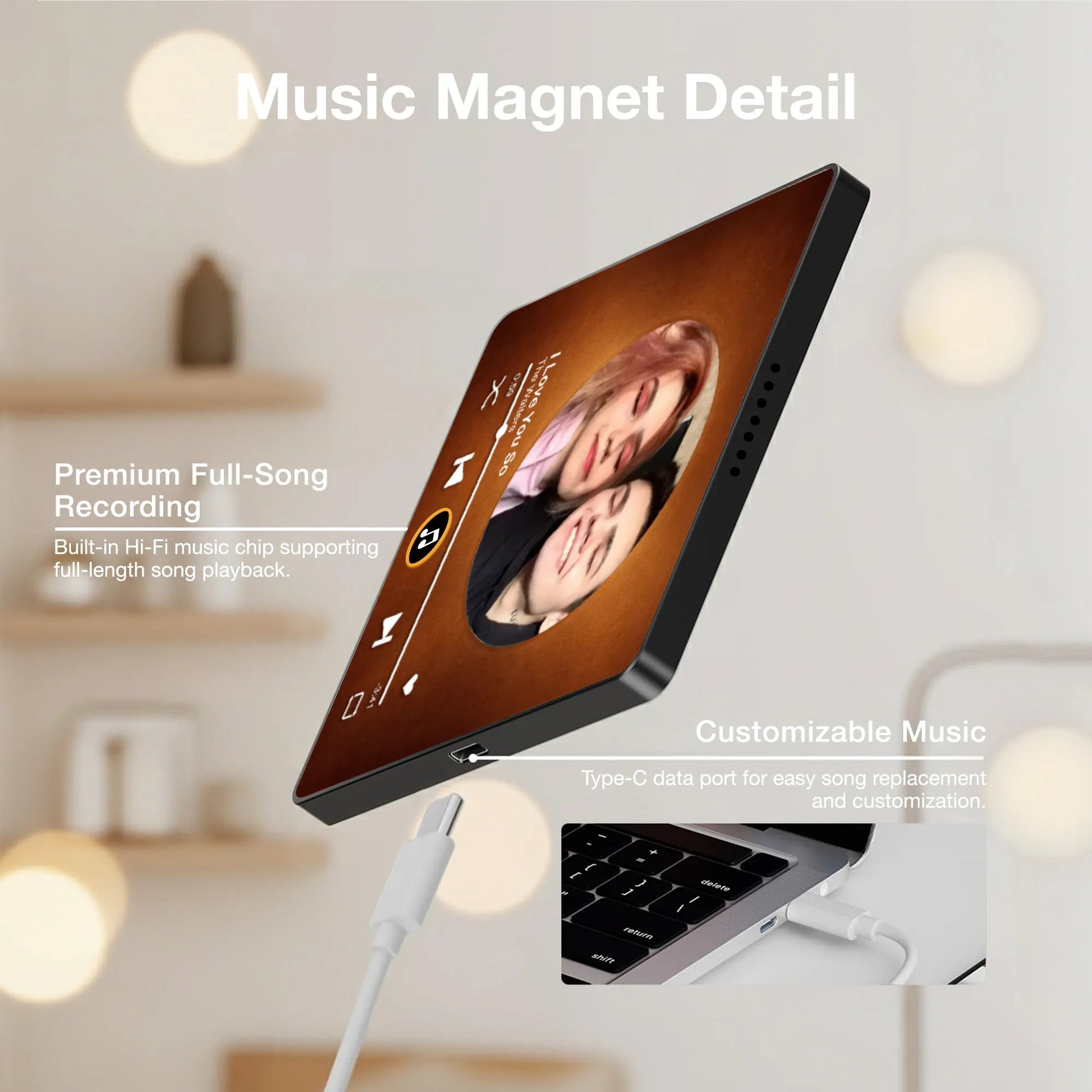Custom Music Plaque for Couples with Photo and Song - Romantic Gift Fridge Magnet MagicInPrints