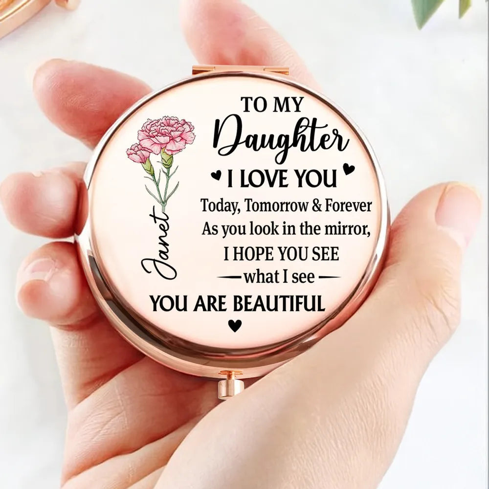 Personalized Compact Mirror for Daughter - Sentimental Gift with Engraved Message Beauty Tools MagicInPrints