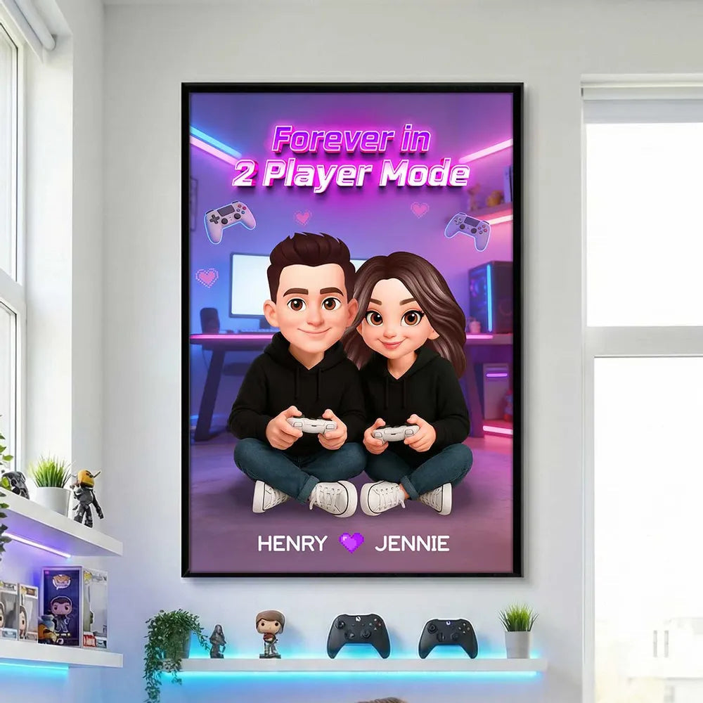Personalized Couple Gamer Poster - Custom Names & Avatar - Perfect for Gaming Lovers Poster or Canvas MagicInPrints