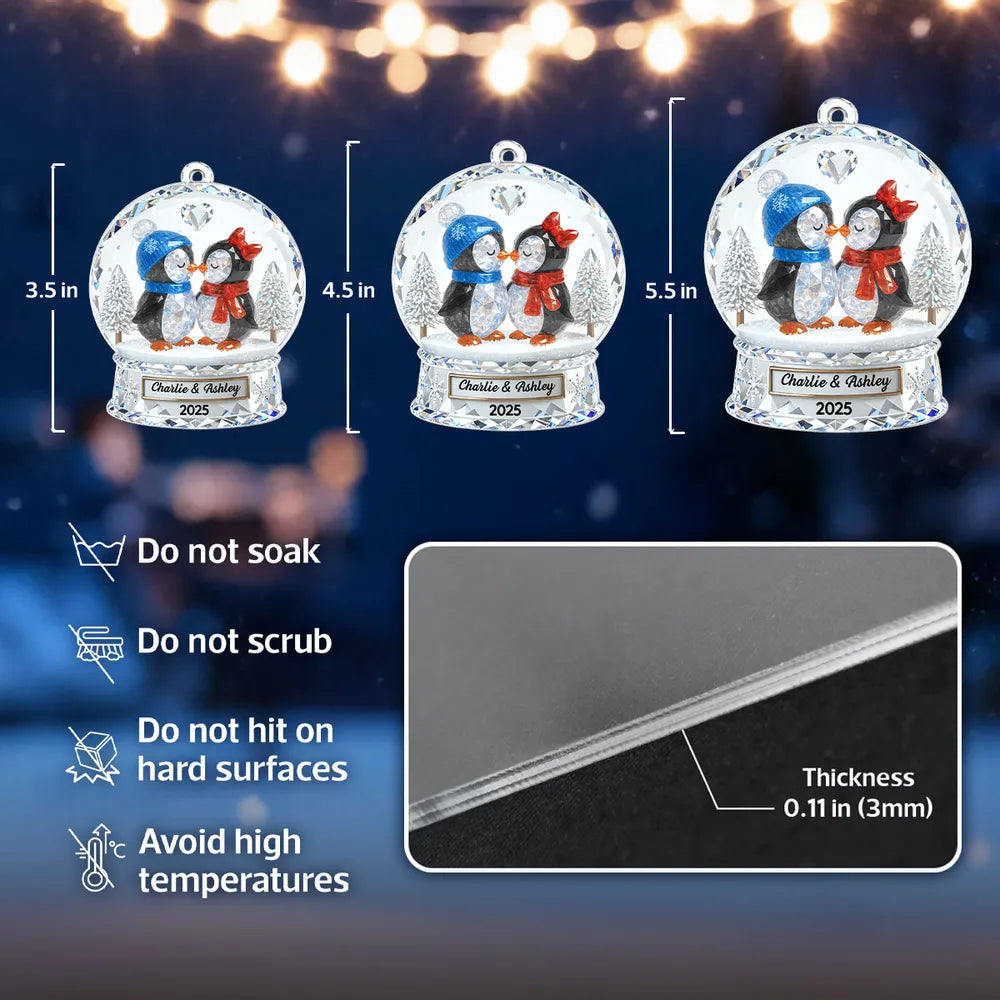 Personalized Penguin Couple Crystal Ornament for Couples - Christmas Decoration Ornament MagicInPrints