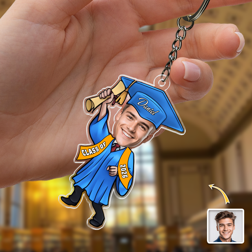 Custom Graduation Photo Keychain for Graduates - Class of 2026 Keepsake Keychain MagicInPrints