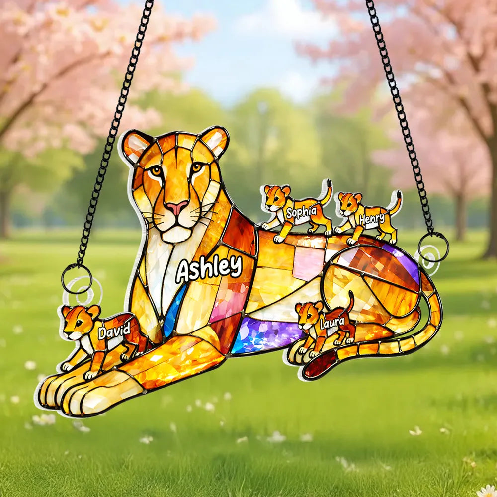 Custom Family Lion Suncatcher for Parents - Personalized Home Decor Ornament MagicInPrints