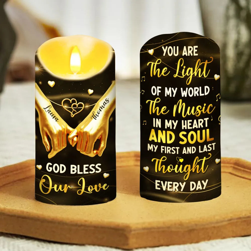 Personalized LED Candle for Couples - Romantic Home Decor Gift Lamp MagicInPrints