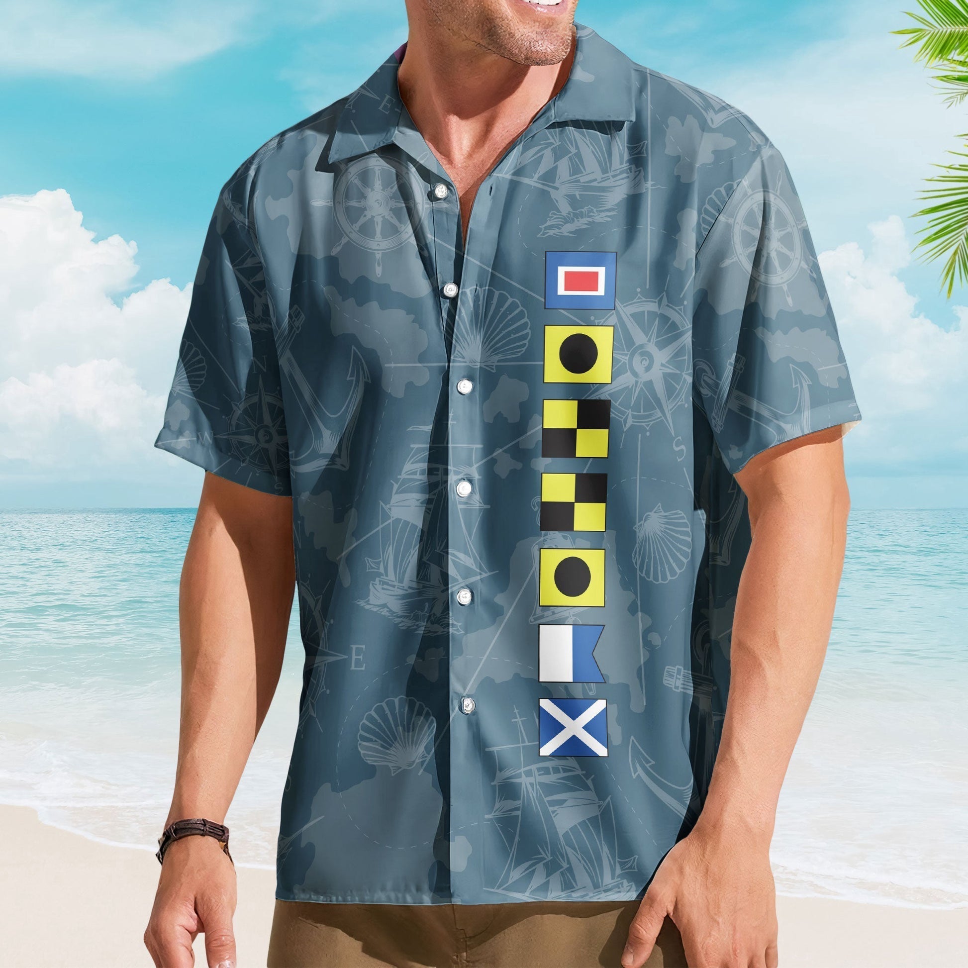Nautical Print Men's Short Sleeve Shirt - Casual Summer Style Cloth MagicInPrints