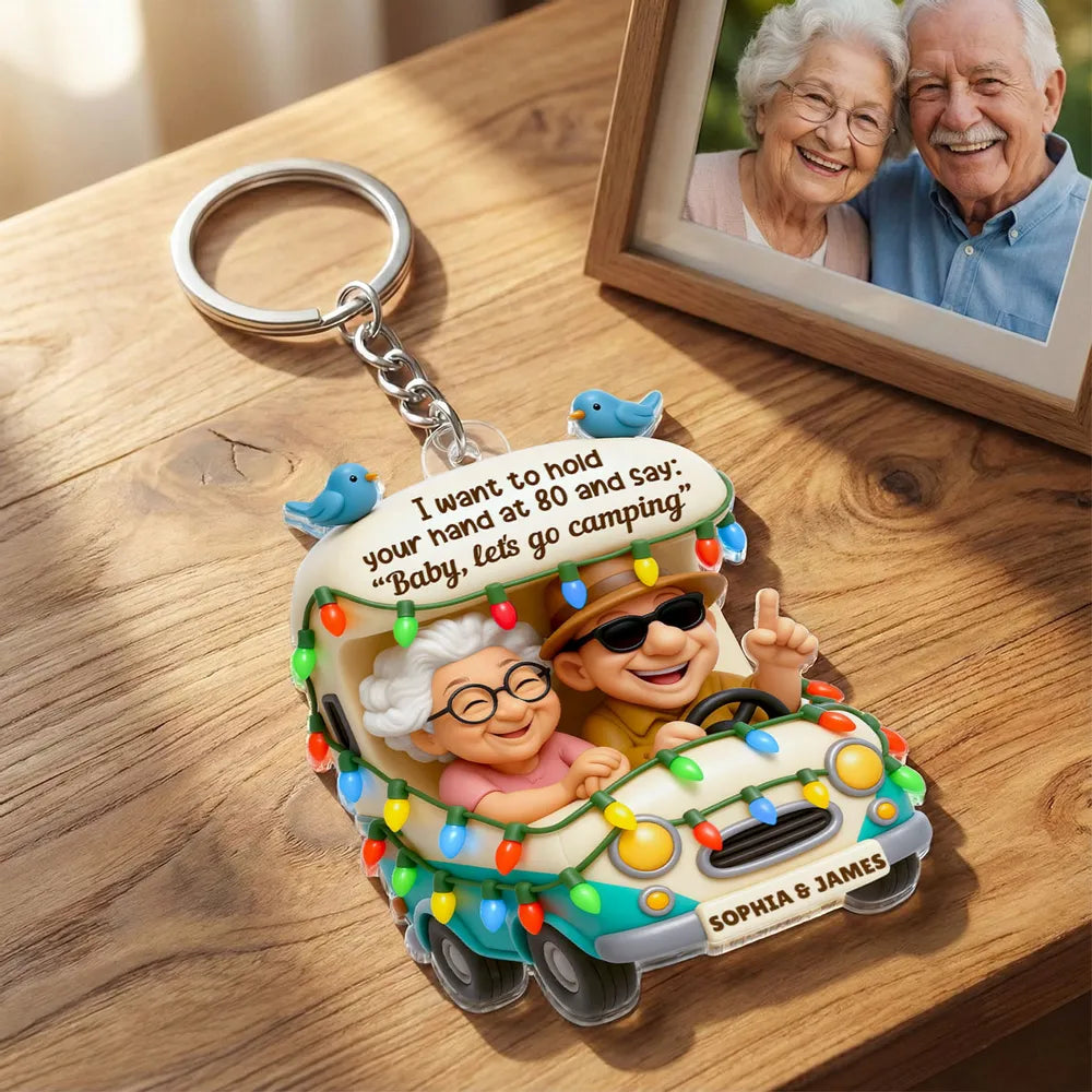 Personalized Senior Couple Keychain for Grandparents - Sentimental Camping Gift Keychain MagicInPrints