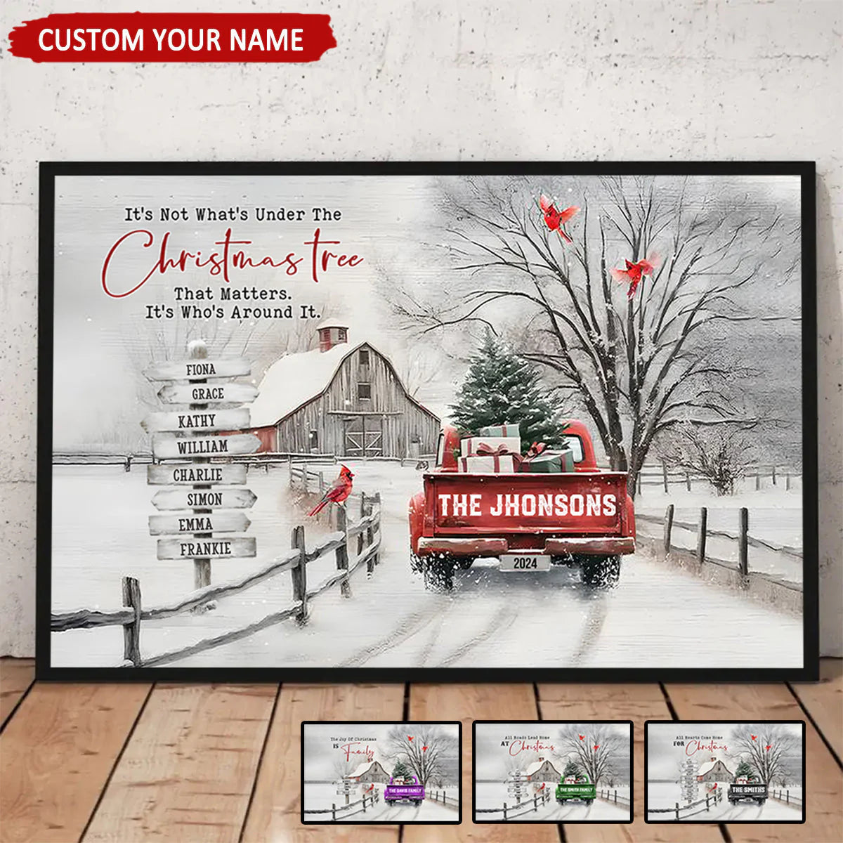 Personalized Christmas Canvas Art for Families - Custom Name Winter Scene Poster or Canvas MagicInPrints