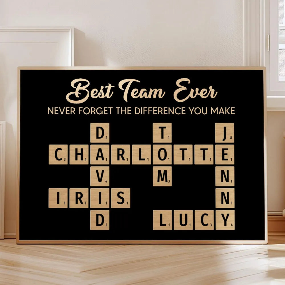 Personalized Team Appreciation Crossword Wall Art - Office Gift Poster or Canvas MagicInPrints