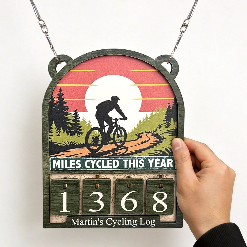Personalized Cycling Log Sign for Biking Enthusiasts - Outdoor Adventure Tracker Sign MagicInPrints