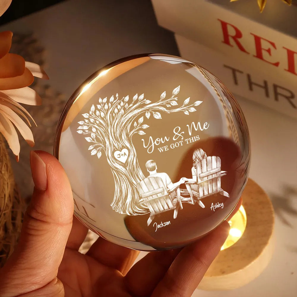 Personalized LED Crystal Night Light for Couples - Romantic Gift Lamp MagicInPrints