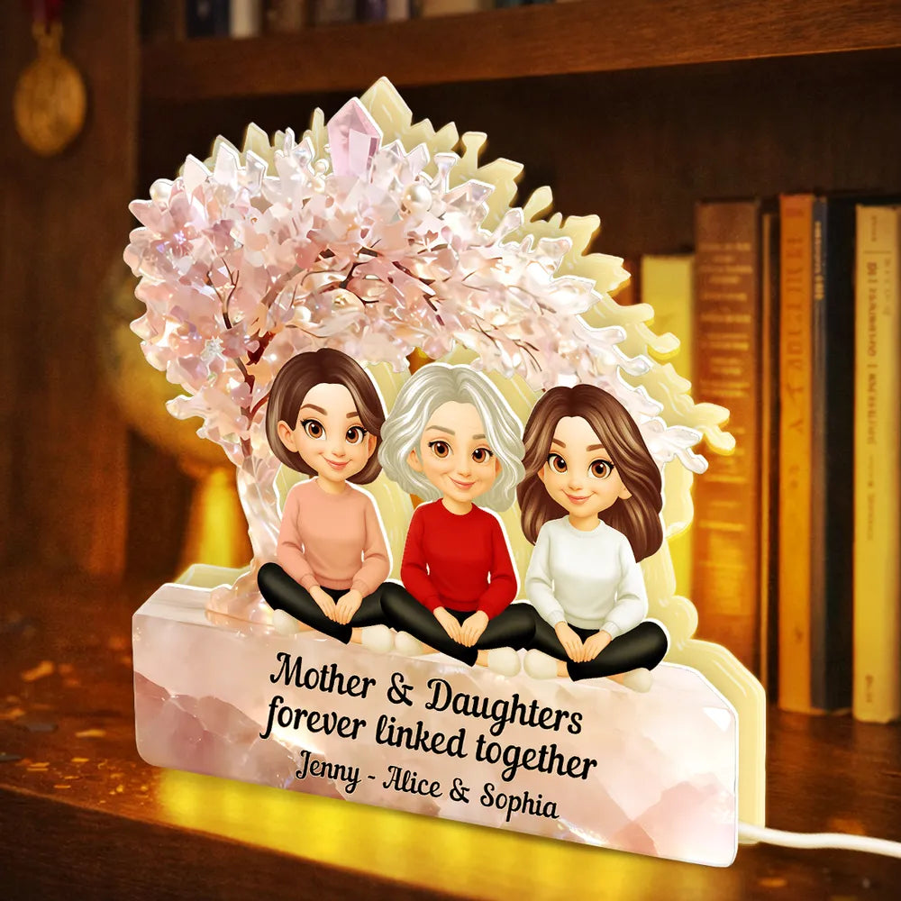 Personalized Mother & Daughters LED Lamp - Sentimental Gift for Family Bond Plaque MagicInPrints