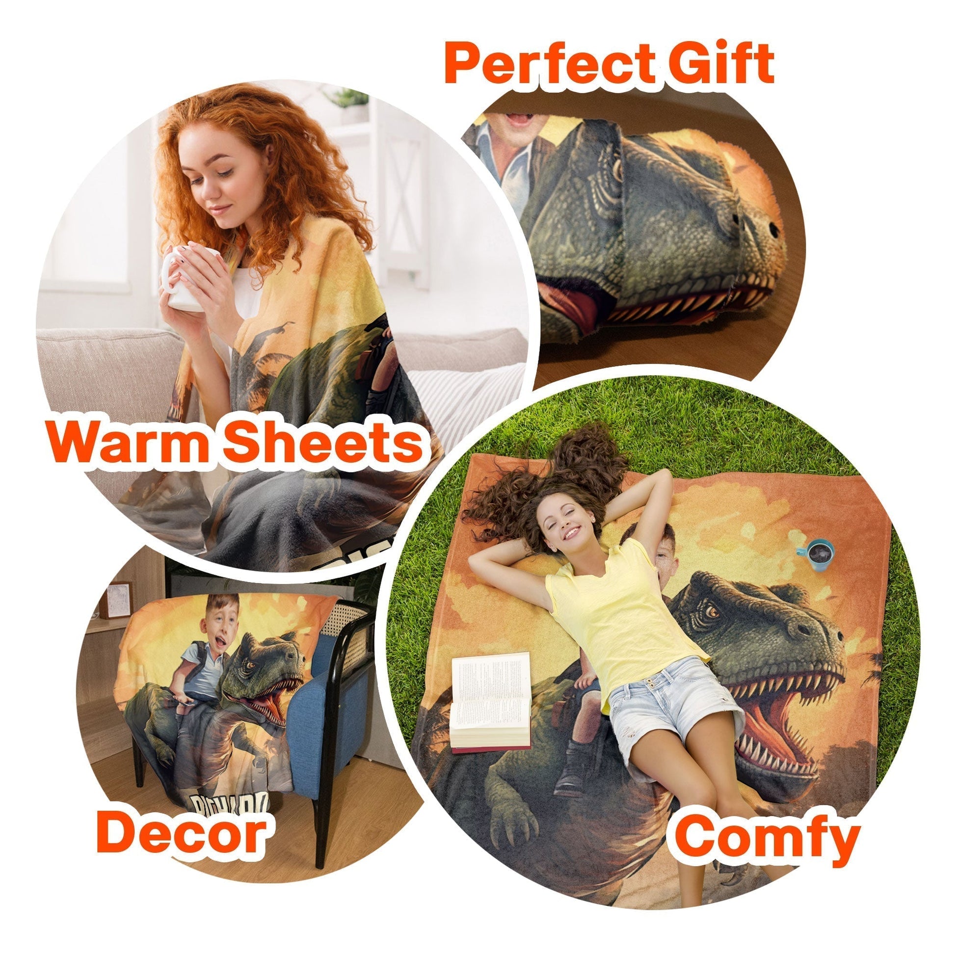 Personalized Dinosaur Adventure Blanket for Kids - Fun Bedroom Decor Pillow or Blanket MagicInPrints