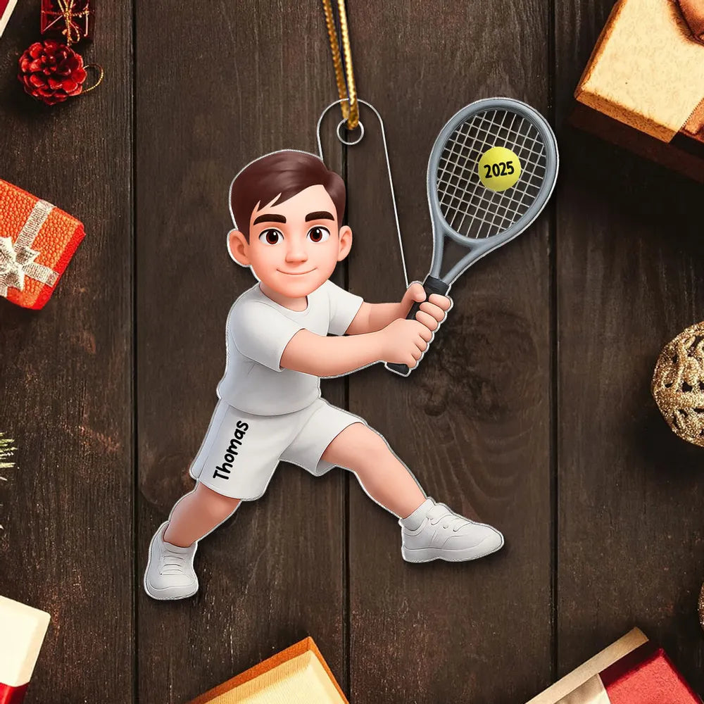 Personalized Tennis Player Christmas Ornaments for Kids - Holiday Decor Gift Ornament MagicInPrints