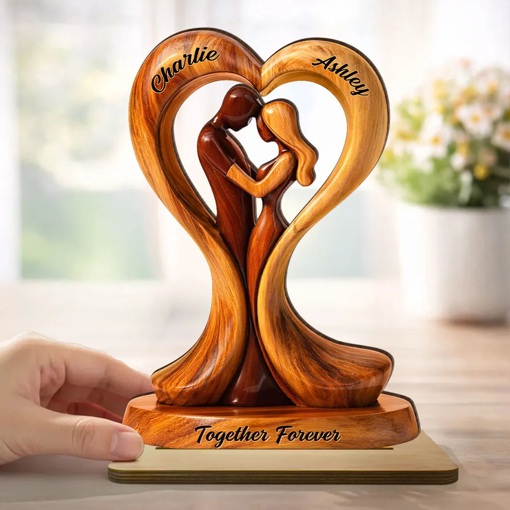 Personalized Wooden Couple Sculpture for Couples - Romantic Gift for Anniversary Plaque MagicInPrints