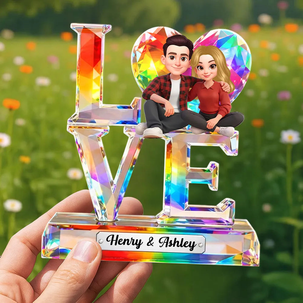 Custom Crystal Love Figurine for Couples with Personalized Names - Romantic Gift Plaque MagicInPrints