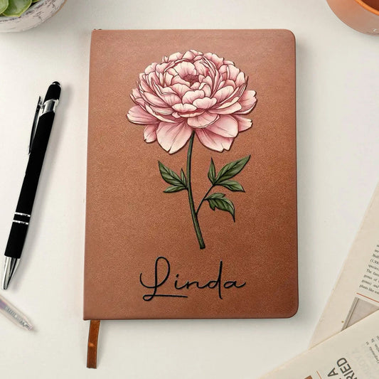 Personalized Floral Leather Journal for Women - Custom Name Gift Stationery MagicInPrints