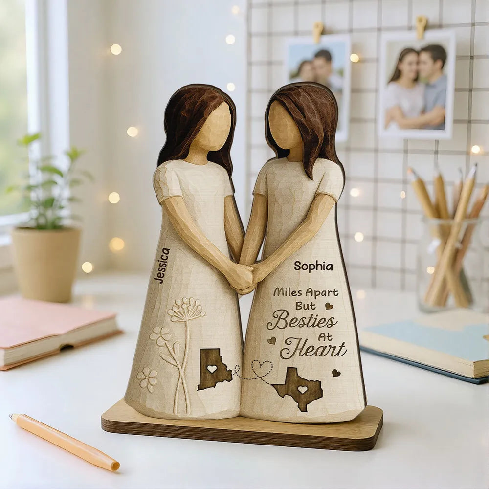Personalized Best Friends Wooden Figurine - Long Distance Friendship Gift Plaque MagicInPrints