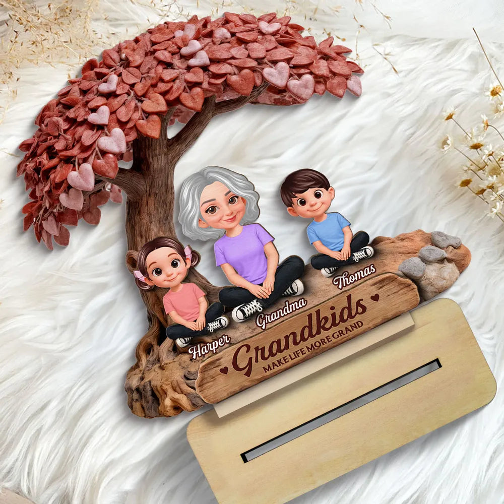 Personalized Family Tree Sculpture for Grandma - Heartfelt Gift for Grandkids Plaque MagicInPrints