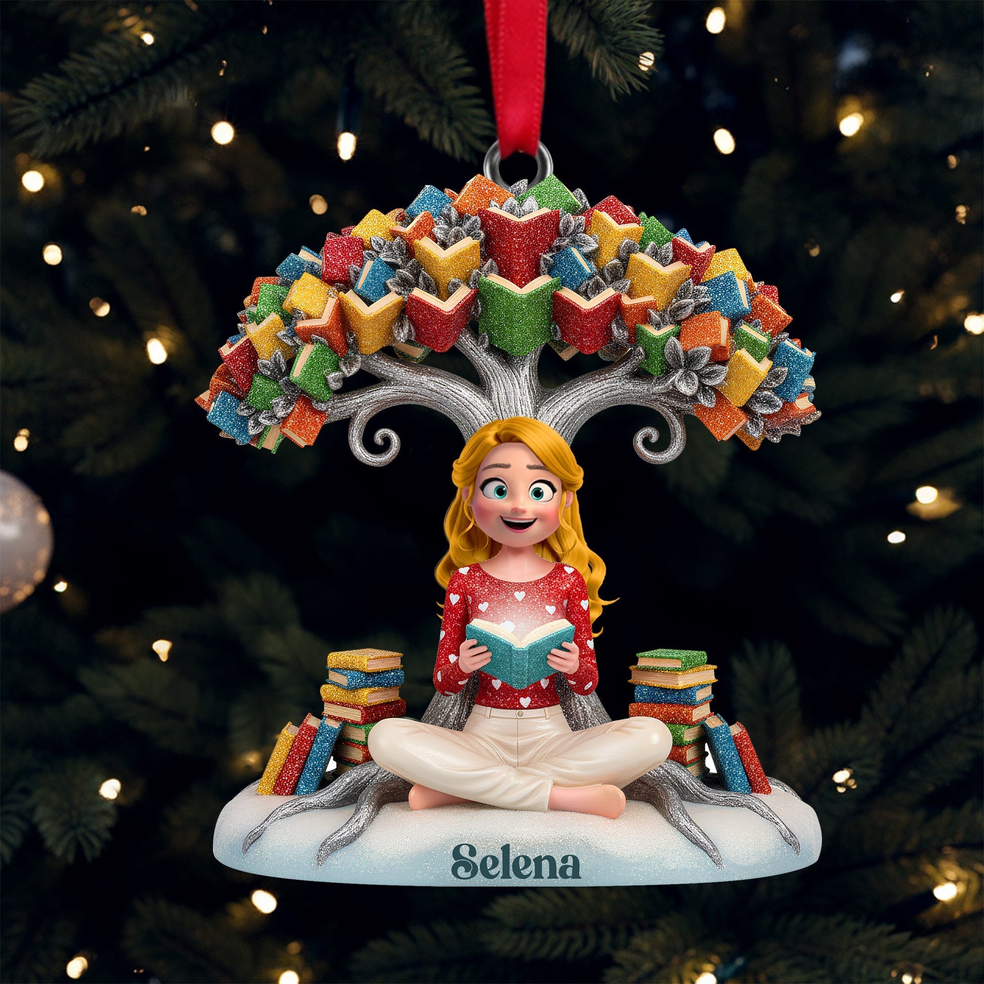 Book Tree Christmas Ornament Personalized Gifts For Book Lovers Ornament MagicInPrints