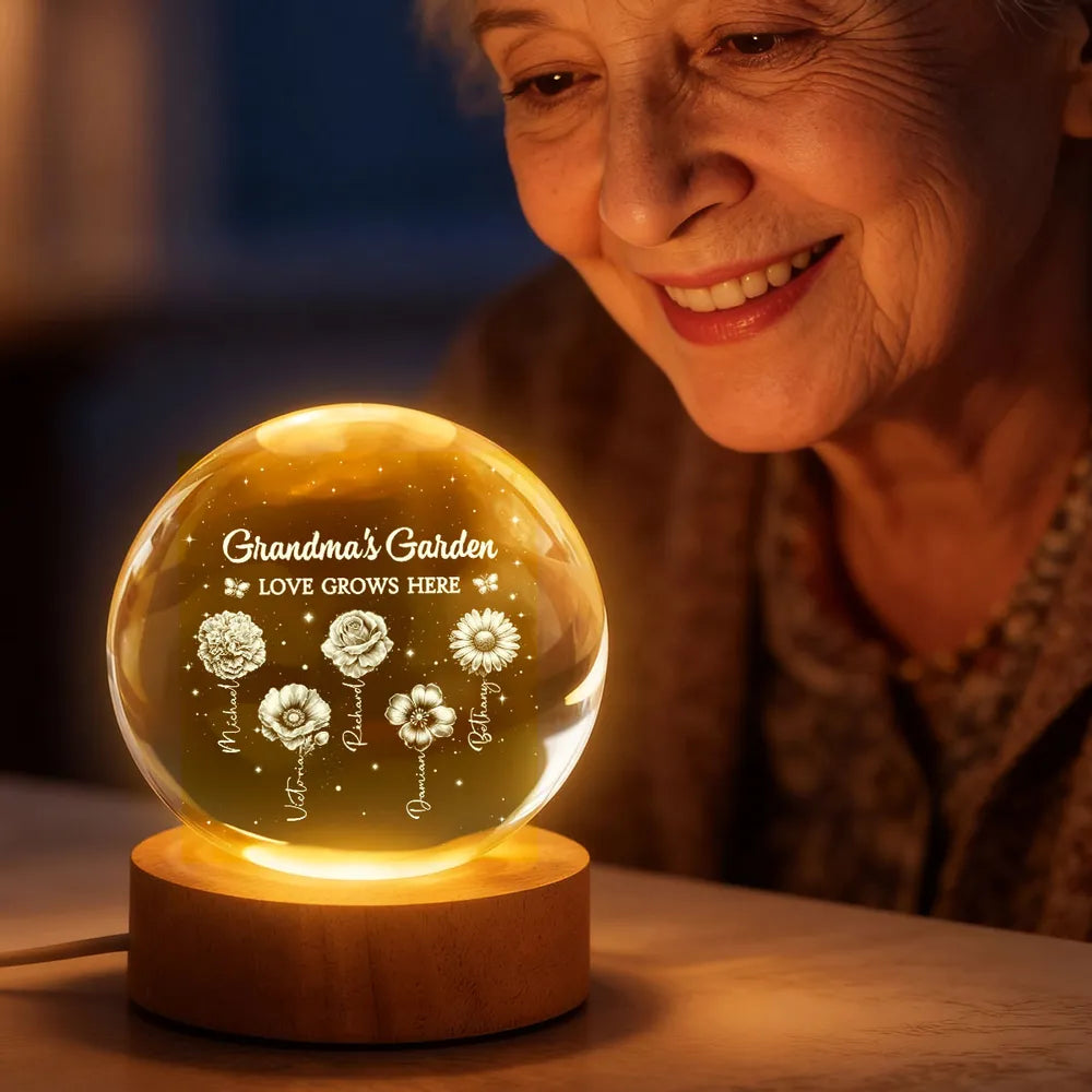Personalized LED Night Light for Grandma - Custom Floral Keepsake Lamp MagicInPrints