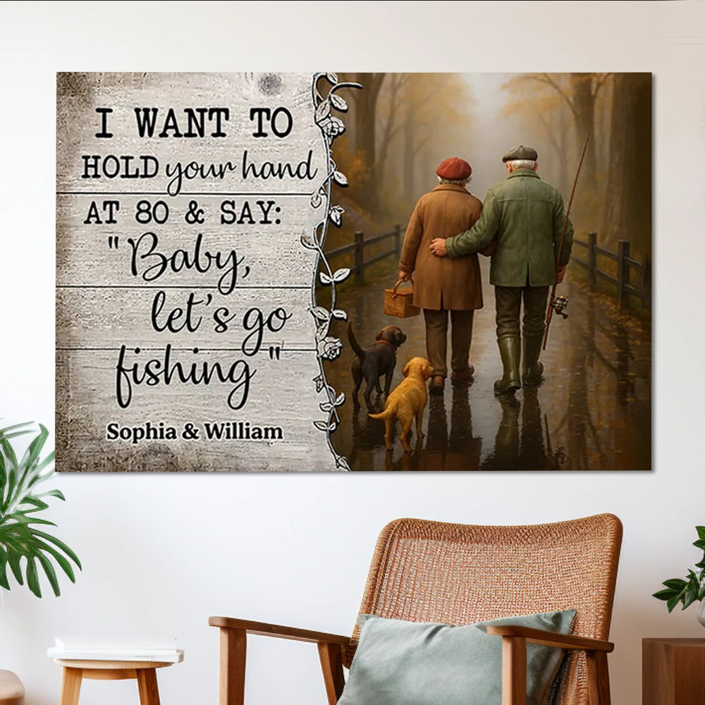 Personalized Couple Fishing Canvas Art for Seniors - Sentimental Anniversary Gift Poster or Canvas MagicInPrints
