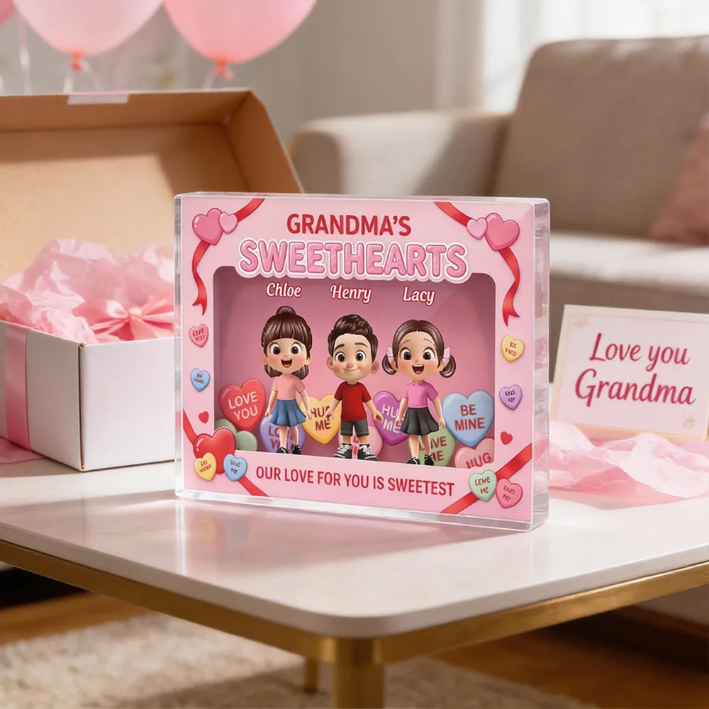 Personalized Grandma's Sweethearts Figurine Set for Grandchildren - Sentimental Gift Plaque MagicInPrints