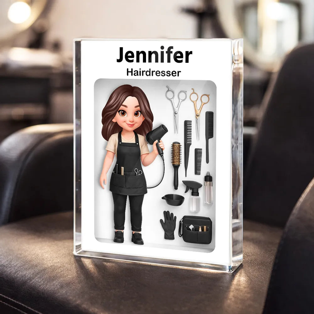 Custom Hairdresser Figurine with Tools for Salon Professionals - Personalized Gift Plaque MagicInPrints