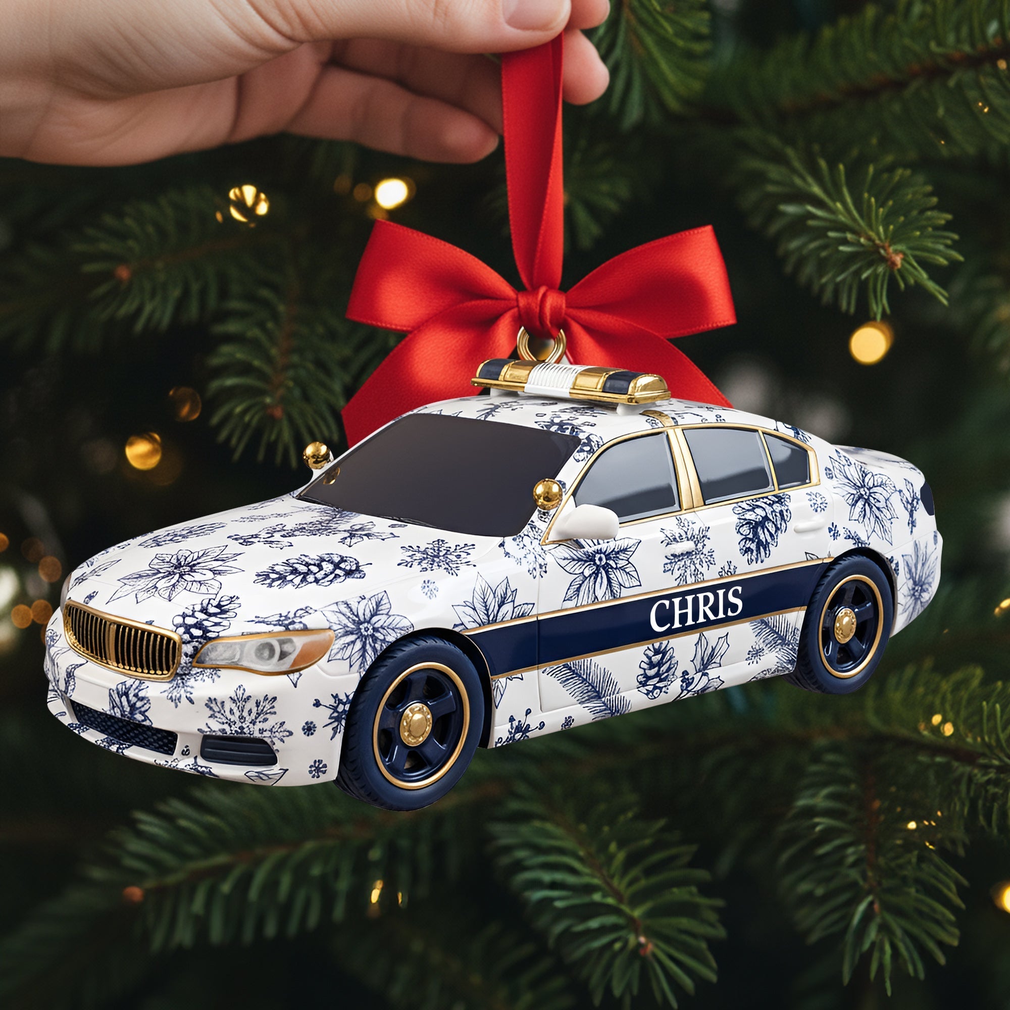 “Celebrate Your Inner Hero!” - Personalized Christmas Police Car Ornament - Perfect Gift for Law Enforcement Officers and Their Families Ornament MagicInPrints