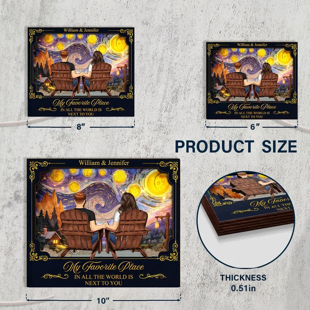 Custom Romantic Wooden Plaque for Couples - Starry Night Design Plaque MagicInPrints