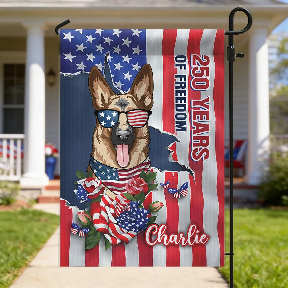 Personalized Patriotic Dog Garden Flag for Pet Lovers - Independence Day Decor Flag MagicInPrints