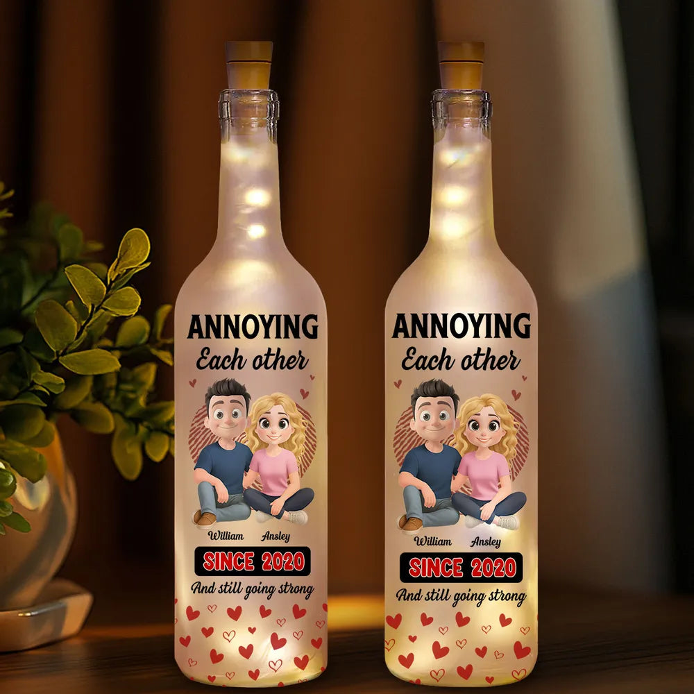 Personalized LED Wine Bottle Lamp for Couples - Anniversary Gift Lamp MagicInPrints