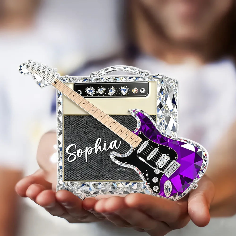 Personalized Crystal Guitar Decor for Music Lovers - Unique Gift Plaque MagicInPrints